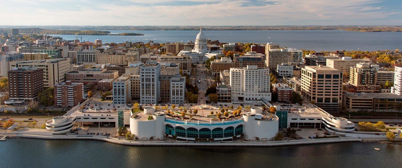 Aerial view of real estate in Madison Wisconsin