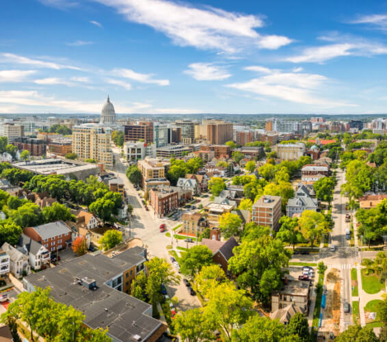 View overlooking beautiful Madison, Wisconsin